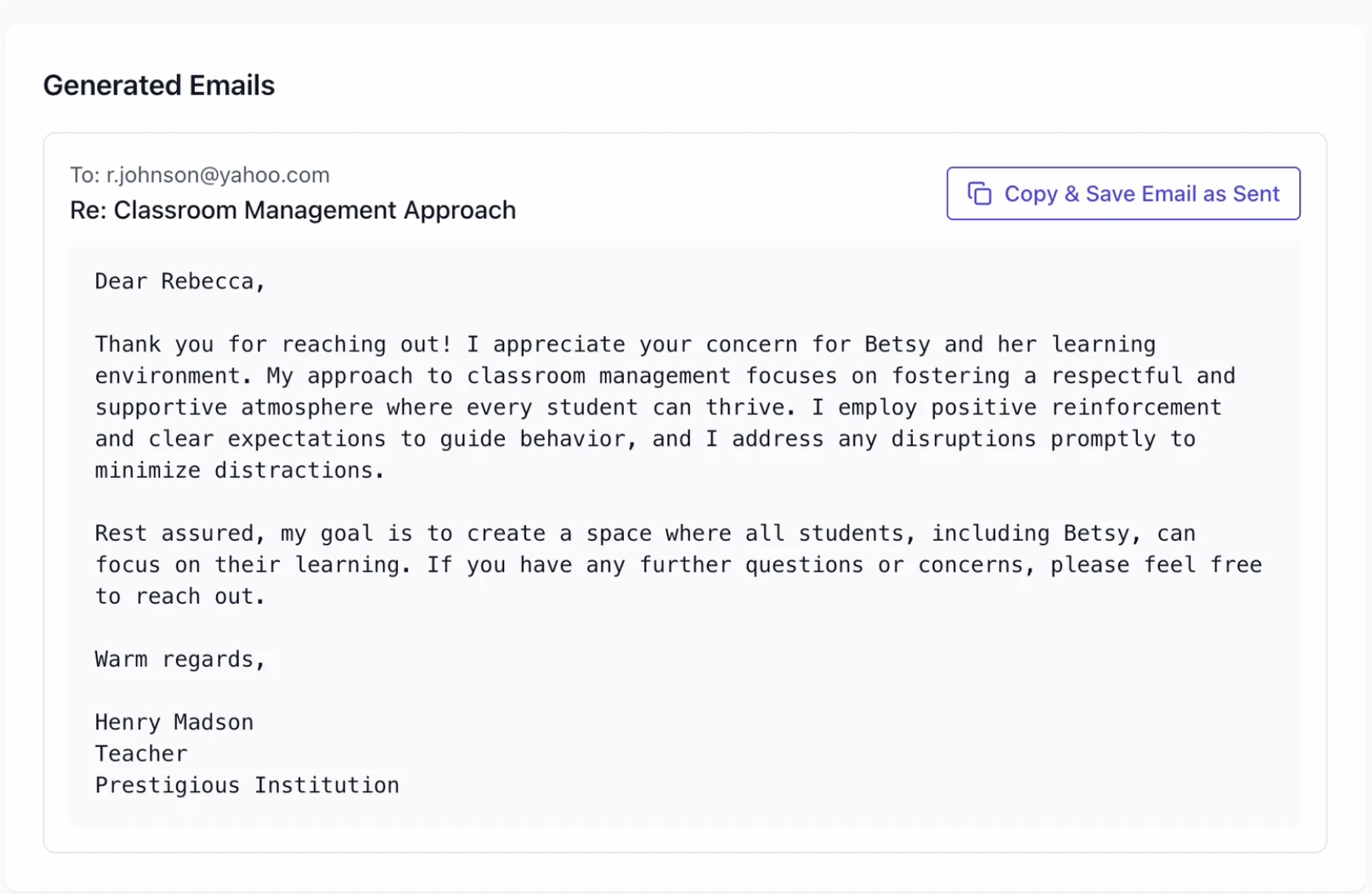 Generated Email