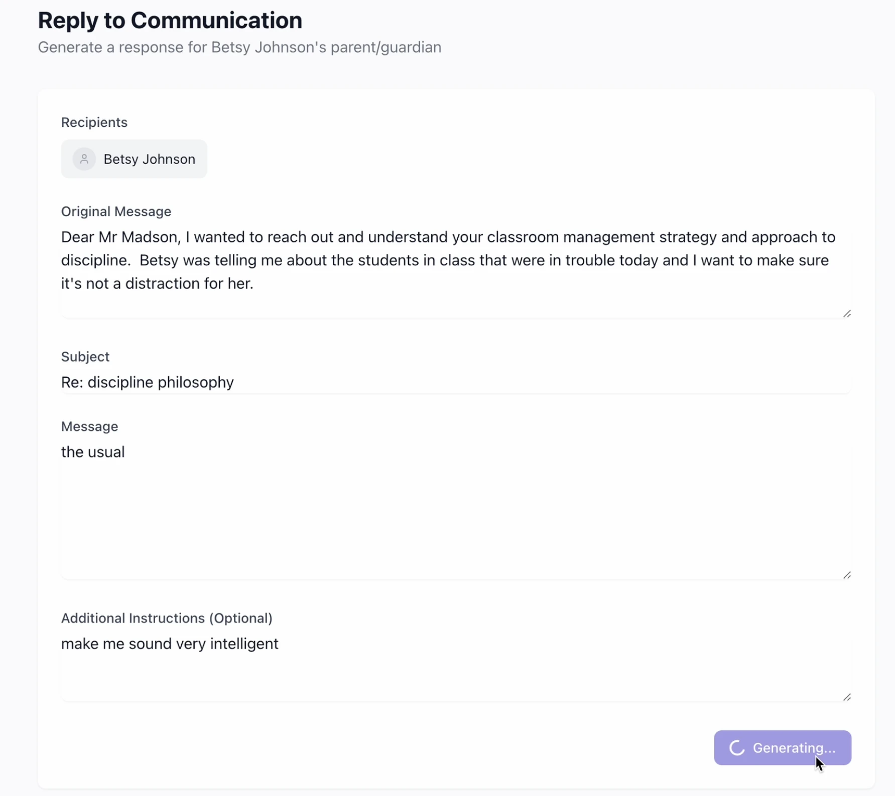 Email Response Interface